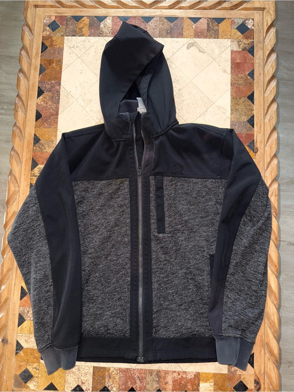 Cinch Men’s Medium Full Zip Hooded Jacket Gray Black Performance Hoodie